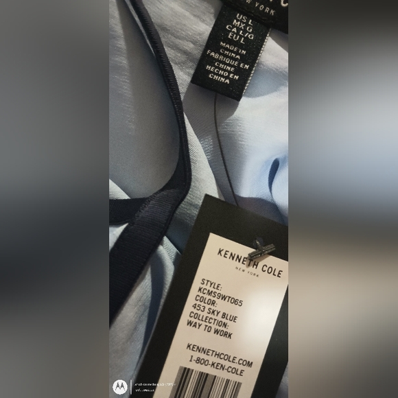 Slvls Kenneth Cole NY Textured Woven Chiffon Overlay Cami Blouse SkyBlue - Picture 8 of 15